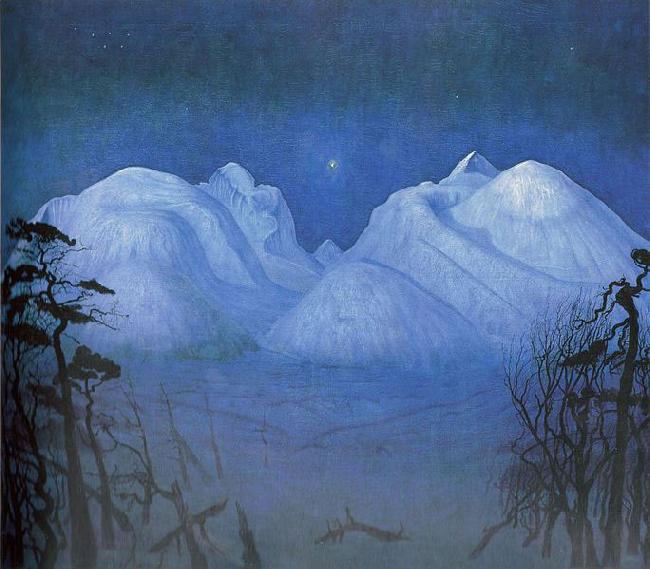Harald Sohlberg Vinternatt i fjellene oil painting picture